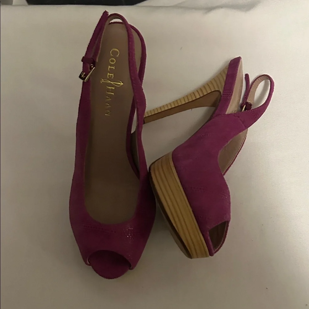 Cole Haan Women's Fuchsia Platform Slingbacks. Size 6